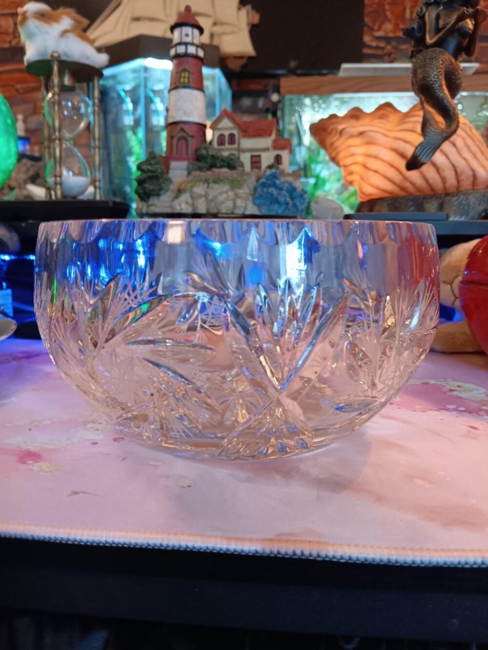 Vintage American Brilliant Bowl Pinwheel Hobstars Cut Crystal GORGEOUS ! MINT!